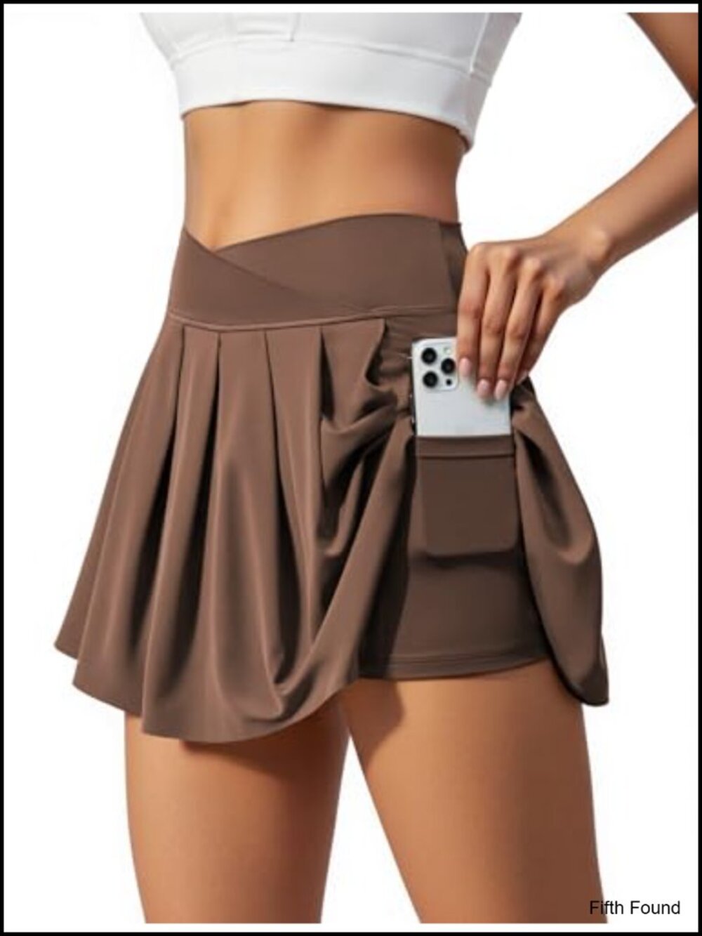 Athletic Skort with Inner Shorts Pockets Crossover Waistband